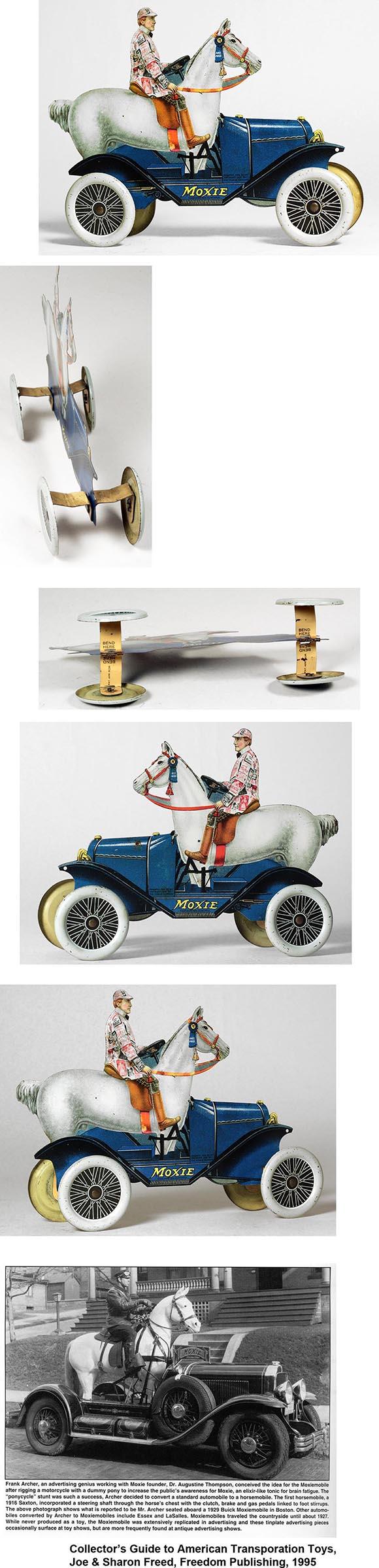 1917 Mfg. Unknown, Moxie Blue Horsemobile Tin Litho Display